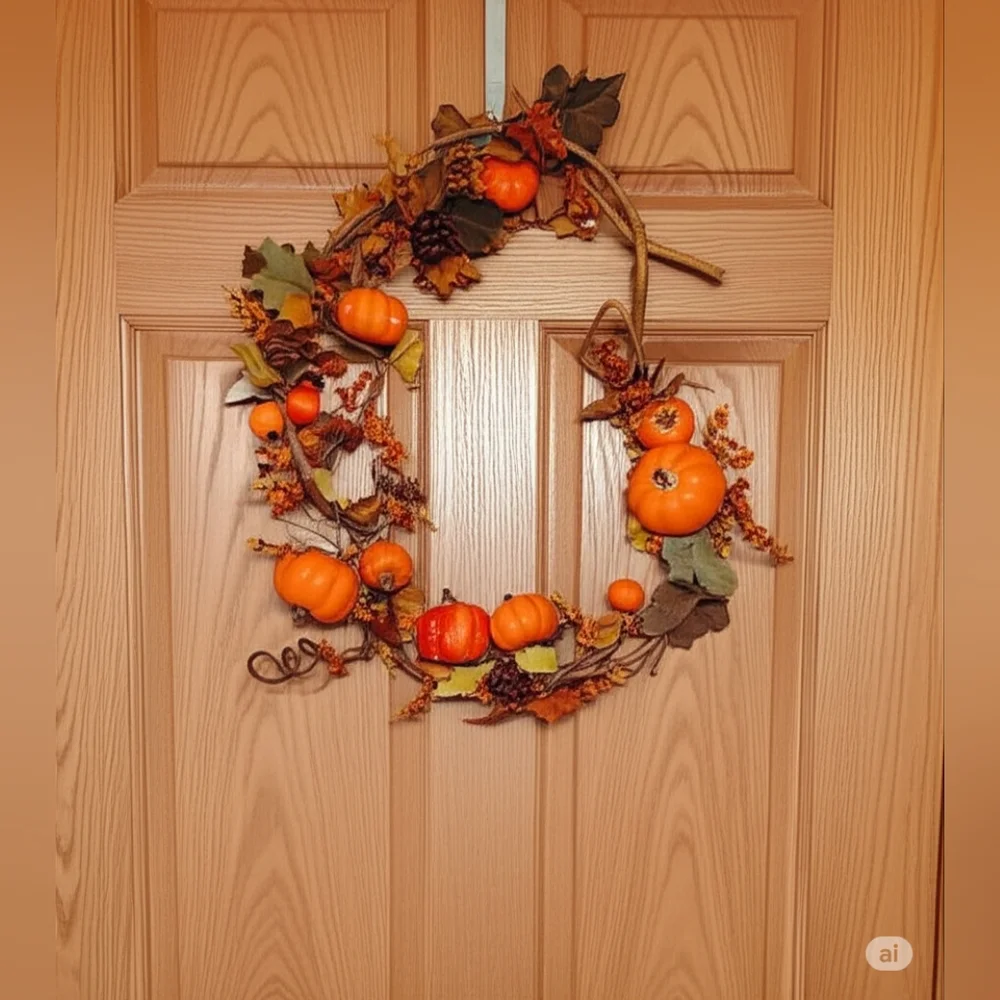 Large Halloween/Fall Garland w/ faux mini pumpkins on a vine